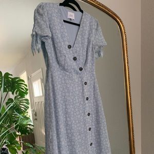 JOA blue floral midi dress